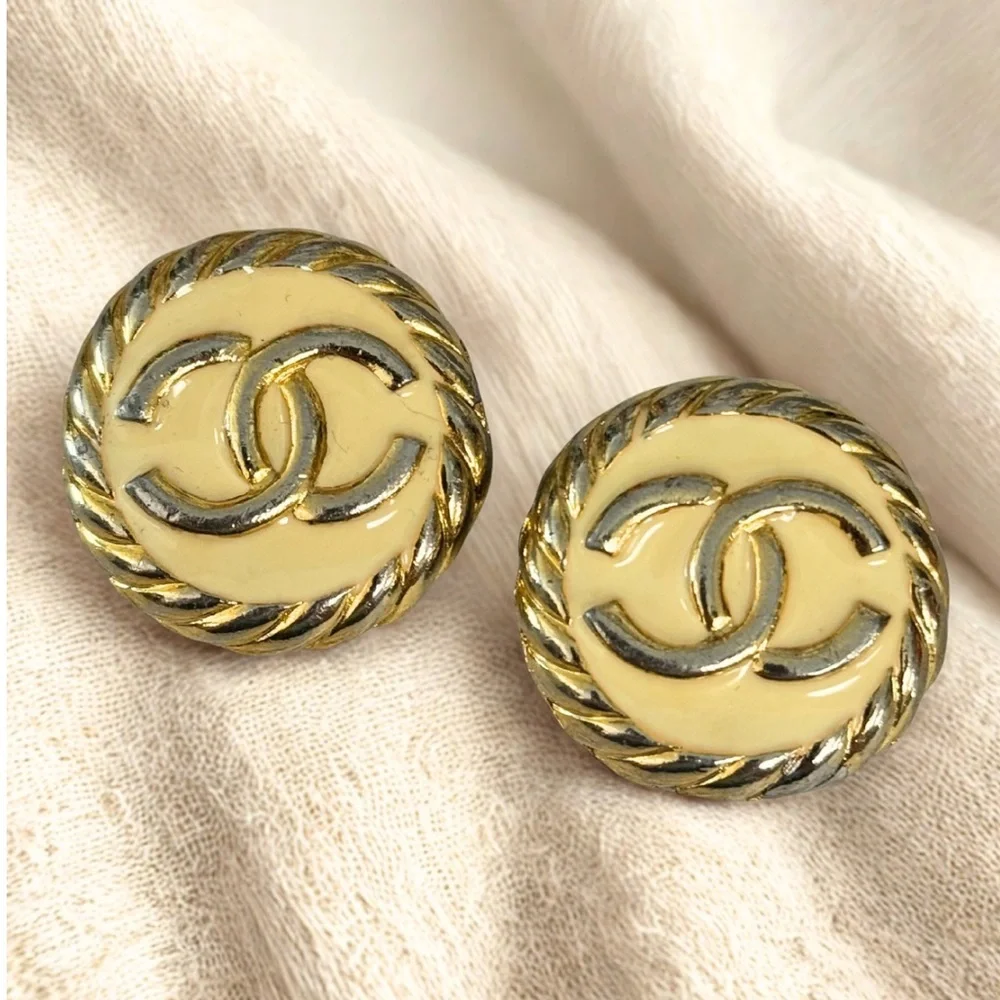Vintage Chanel Enamel Earrings - Picture 1 of 7